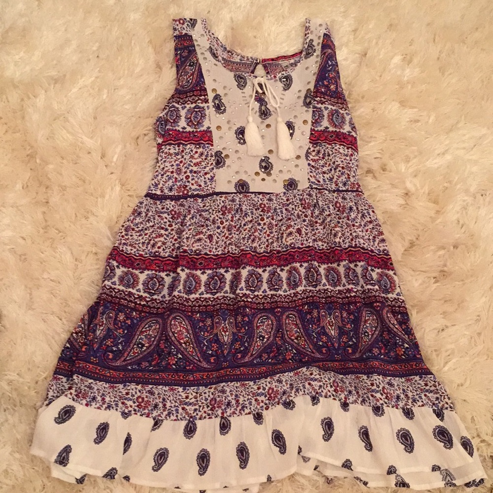 Kids Boho dress with paisley patterns